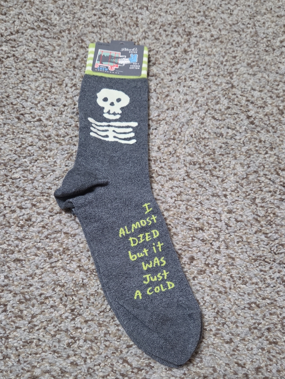 Men's Novelty Skeleton Socks - I Almost Died But It Was Just A Cold